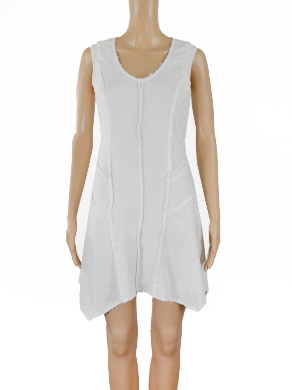 Vintage Mur Mur White Asymmetric Grunge Raw Hem  Deconstructed Frayed Dress
